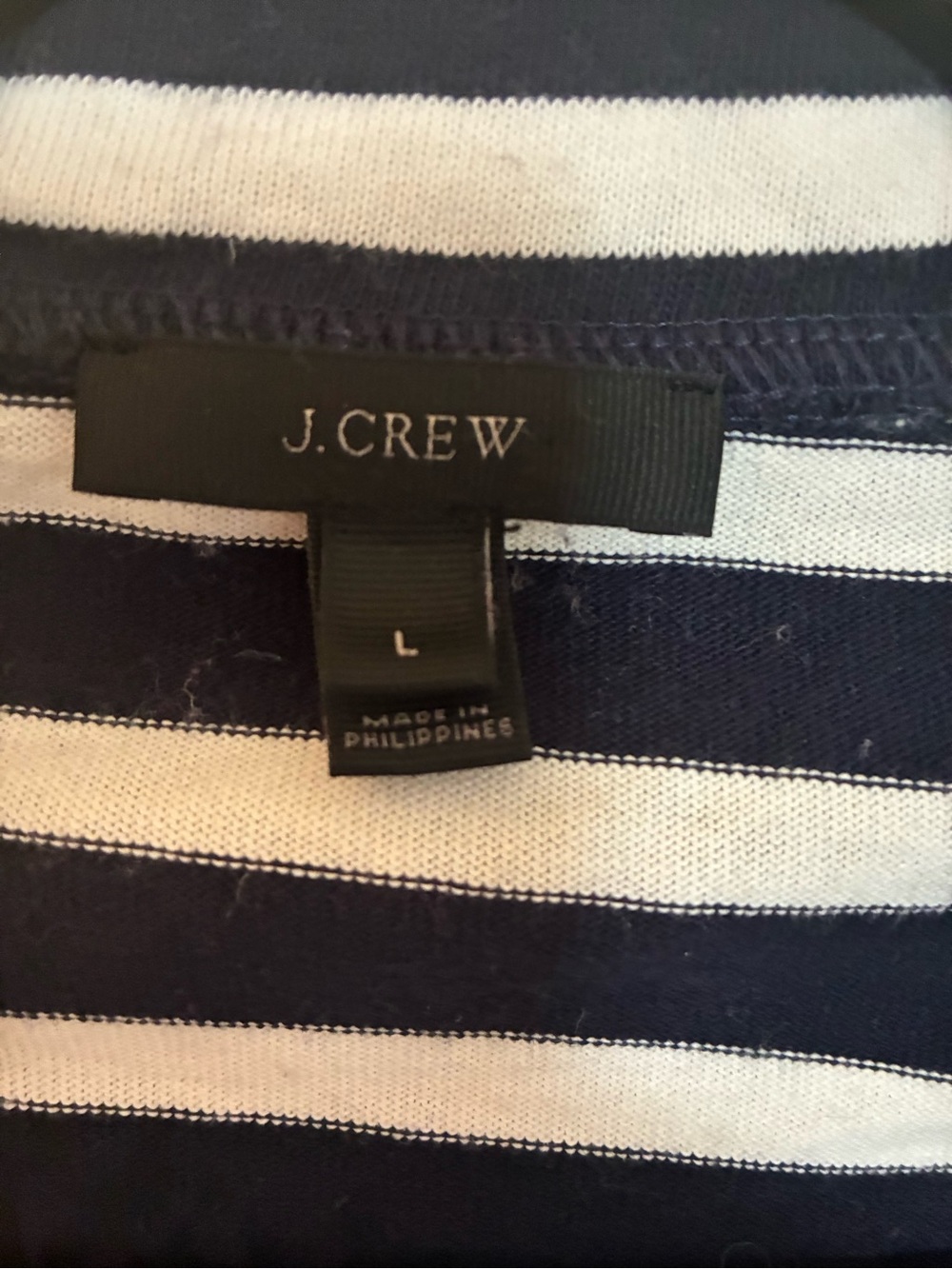 J. Crew Navy & White Striped Funnel Collar Sweatshirt with Sleeve Bows - Picture 7 of 9
